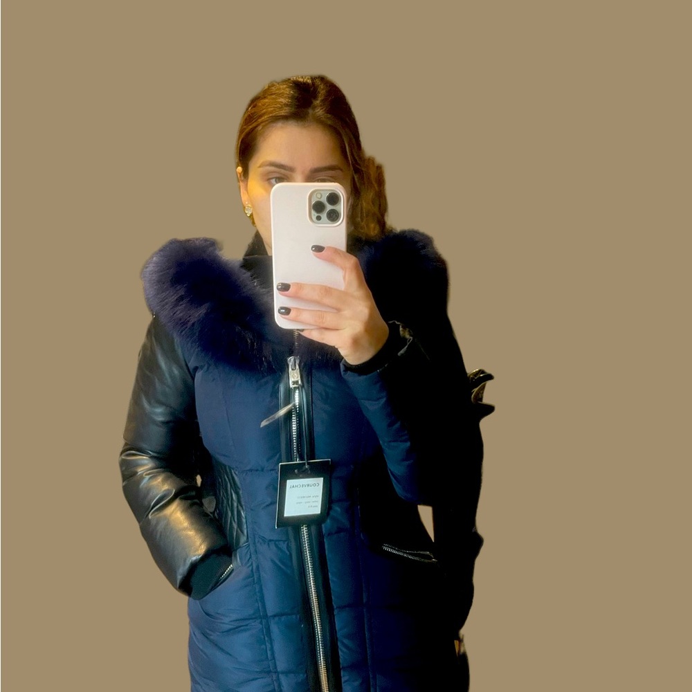 Nicole benisti fur hood navy coat